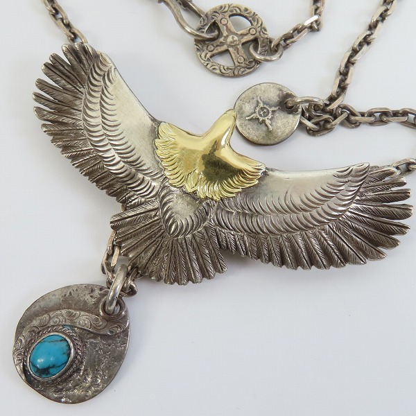 実際に弊社で買取させて頂いた【ギャラ付き】FIRST ARROWS/ファーストアローズ K18 メタル付き 頭金イーグル ターコイズ ペンダントトップ/チェーン