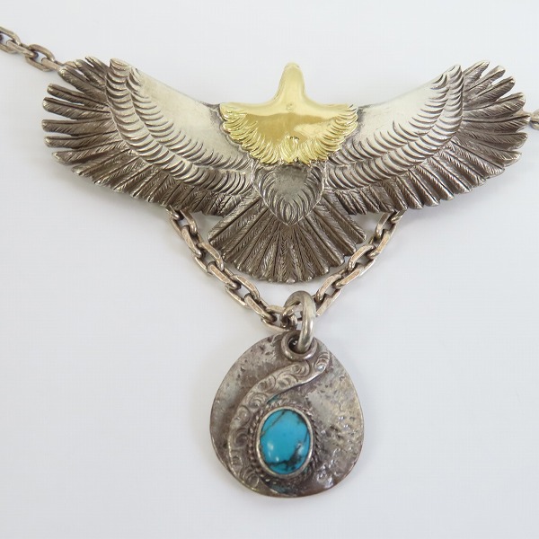 実際に弊社で買取させて頂いた【ギャラ付き】FIRST ARROWS/ファーストアローズ K18 メタル付き 頭金イーグル ターコイズ ペンダントトップ/チェーンの画像 1枚目