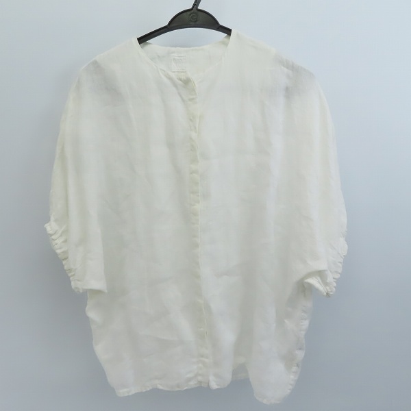 実際に弊社で買取させて頂いた120%lino/ワンハンドレッドトゥエンティーパーセントリノ ブルガリア製 リネン ノーカラー シャツ/40