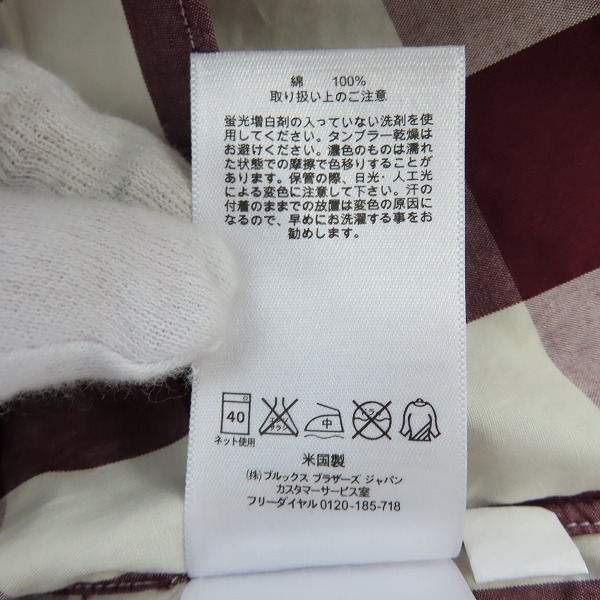 実際に弊社で買取させて頂いた【未使用】BLACK FLEECE by Brooks Brothers/ブラックフリース ブルックスブラザーズ ボタンダウン チェックシャツ/BB3の画像 3枚目