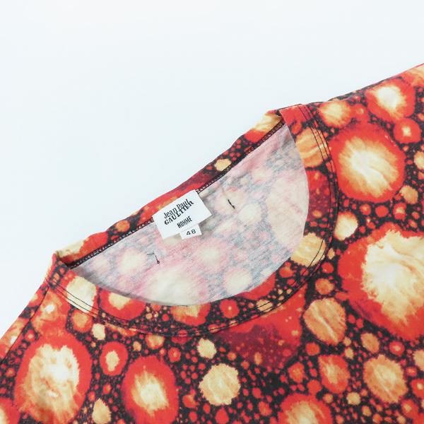 実際に弊社で買取させて頂いたJEAN PAUL GAULTIER HOMME/ジャンポールゴルチェオム 総柄 プリント 半袖 Tシャツ カットソー ブラック×レッド/48の画像 5枚目