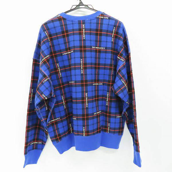 未使用】A BATHING APE/アベイシングエイプ チェック柄 クルーネック