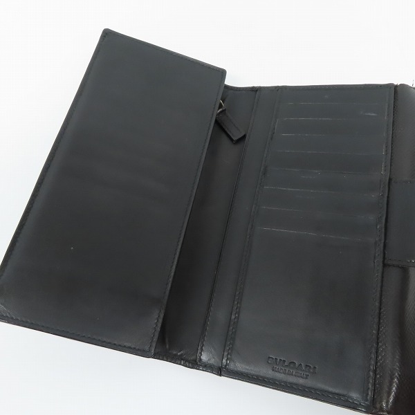 実際に弊社で買取させて頂いたBVLGARI/ブルガリ レザー 二つ折り 長財布/ロングウォレット ブラックの画像 3枚目