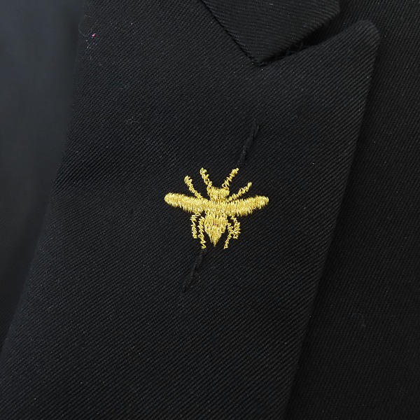 実際に弊社で買取させて頂いたDior Homme/ディオールオム ATELIER Bee Embroidered Jacket Black テーラードジャケット 48の画像 6枚目