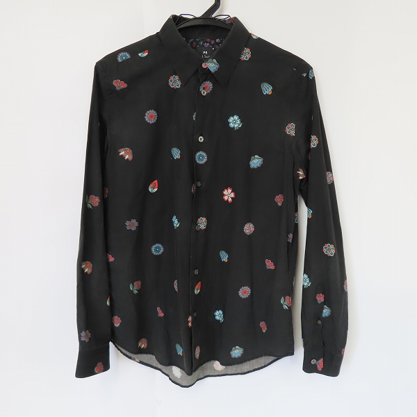 実際に弊社で買取させて頂いたPS Paul Smith/ピーエスポールスミス フラワー 長袖 シャツ ブラック/M