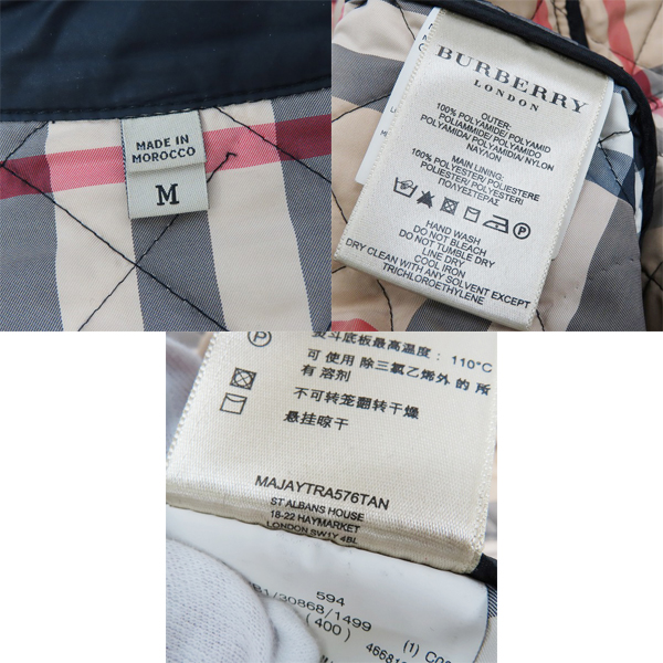 実際に弊社で買取させて頂いたBURBERRY LONDON/バーバリーロンドン キルティングジャケット/Mの画像 3枚目