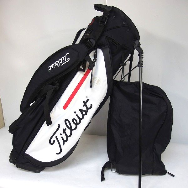 実際に弊社で買取させて頂いたTitleist/タイトリスト Players 4/プレイヤーズ4 スタンドキャディバッグ ブラックｘホワイトｘレッド