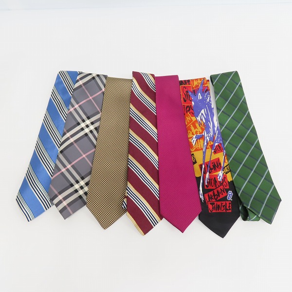 実際に弊社で買取させて頂いた【おまとめ7点】ブルックスブラザーズ/タケオキクチ/バーバリー他 斜めストライプ/チェック柄等 ネクタイ