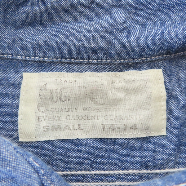 実際に弊社で買取させて頂いたSUGAR CANE/シュガーケーン FICTION ROMANCE 5oz CHAMBRAY WORK SHIRT STENCIL ワークシャツ SC37938/Sの画像 2枚目