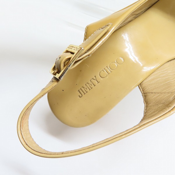 実際に弊社で買取させて頂いたJIMMY CHOO/ジミーチュウ オープントゥ エナメル ストラップ サンダル/35の画像 4枚目