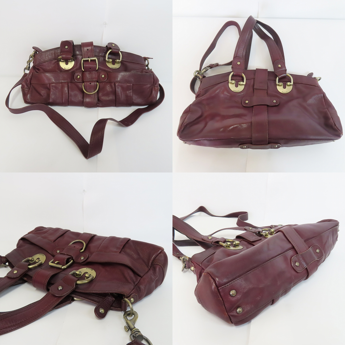 実際に弊社で買取させて頂いたBALLY/バリー レザー プレートデザイン等 ミニボストン/ハンドバック 2点セットの画像 4枚目