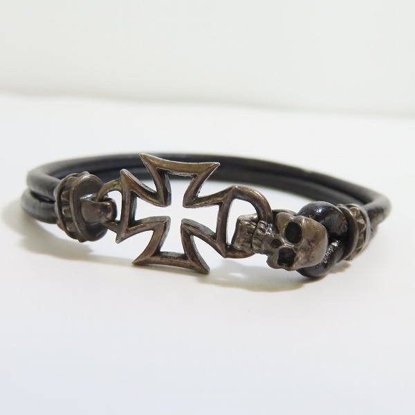 実際に弊社で買取させて頂いたDEAL DESIGN/ディールデザイン ツインスカルレザーブレスレット 