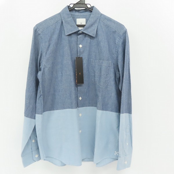実際に弊社で買取させて頂いた【未使用】uniform experiment/ユニフォーム エクスペリメント バイカラー シャンブレー 長袖シャツ UE-123057/3