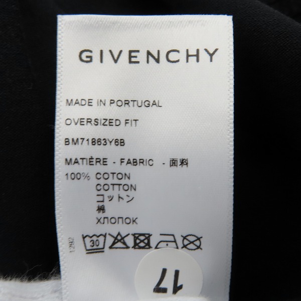 実際に弊社で買取させて頂いた【JPタグ】GIVENCHY/ジバンシィ プリント Tシャツ BM71863Y6B-001/Sの画像 4枚目