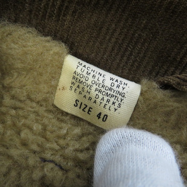 実際に弊社で買取させて頂いたWrangler/ラングラー 70s/70年代 黒タグ ヴィンテージ ランチジャケット/コーデュロイ ボア ジャケット Size：40の画像 3枚目