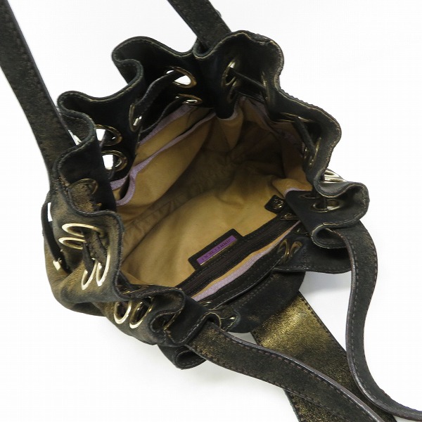 実際に弊社で買取させて頂いたJIMMY CHOO/ジミーチュウ ブラック/ゴールド ショルダーバッグの画像 3枚目