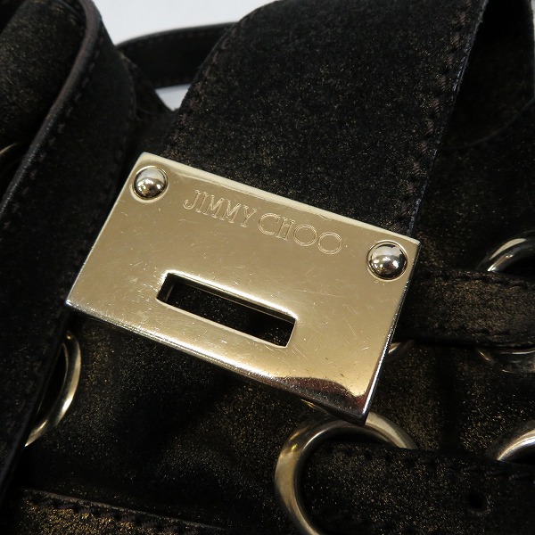 実際に弊社で買取させて頂いたJIMMY CHOO/ジミーチュウ ブラック/ゴールド ショルダーバッグの画像 6枚目