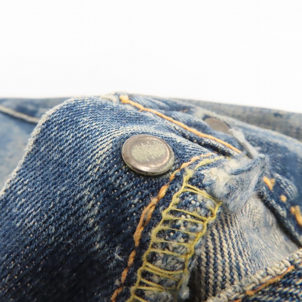 実際に弊社で買取させて頂いたLevis/リーバイス 501XX 推定紙パッチギャラ入り 両面BIG E/均等V/銅製隠しリベット ヴィンテージ デニムパンツの画像 6枚目