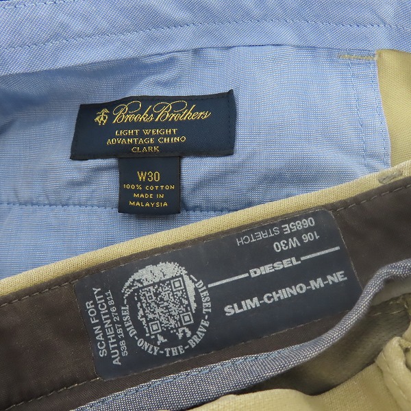 実際に弊社で買取させて頂いたBROOKS BROTHERS/ブルックスブラザーズ DIESEL/ディーゼル コットンパンツ/カーゴパンツ/W30 2点セットの画像 2枚目