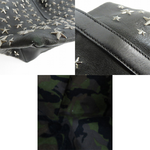 実際に弊社で買取させて頂いたJIMMY CHOO/ジミーチュウ スターエンボス グレイニーレザートートバッグ ブラック×カモフラ/迷彩の画像 7枚目