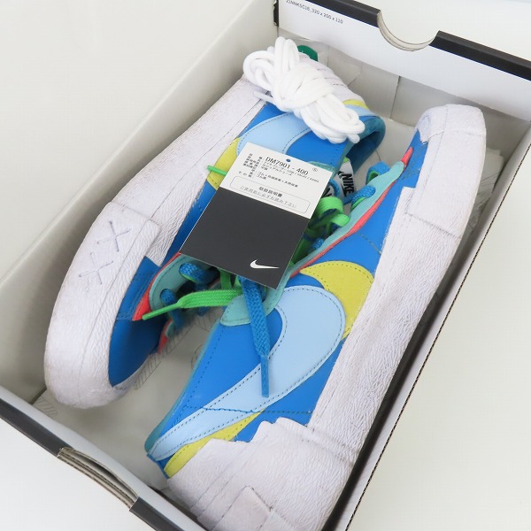 実際に弊社で買取させて頂いたKAWS×sacai×NIKE/カウズ×サカイ×ナイキ Blazer Low Neptune Blue DM7901-400/27.5の画像 7枚目