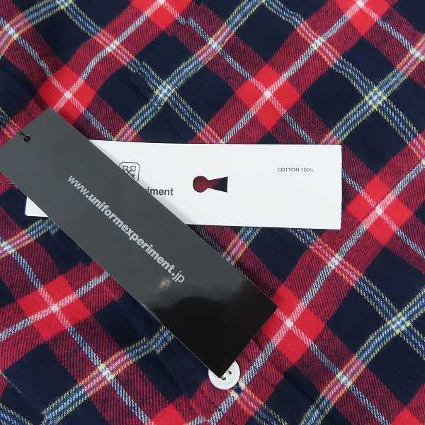 実際に弊社で買取させて頂いた【未使用】uniform experiment/ユニフォーム エクスペリメント チェック柄/スタープリント 長袖シャツ UE-123047/3の画像 7枚目