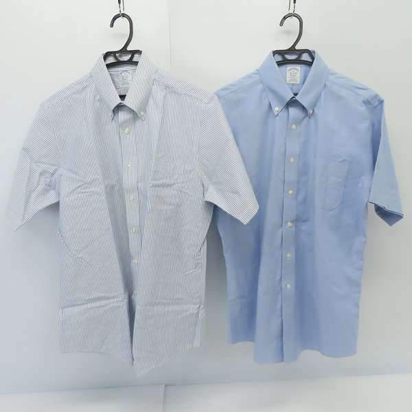 実際に弊社で買取させて頂いたBROOKS BROTHERS/ブルックスブラザーズ 半袖シャツ 無地/ストライプ 2点セット