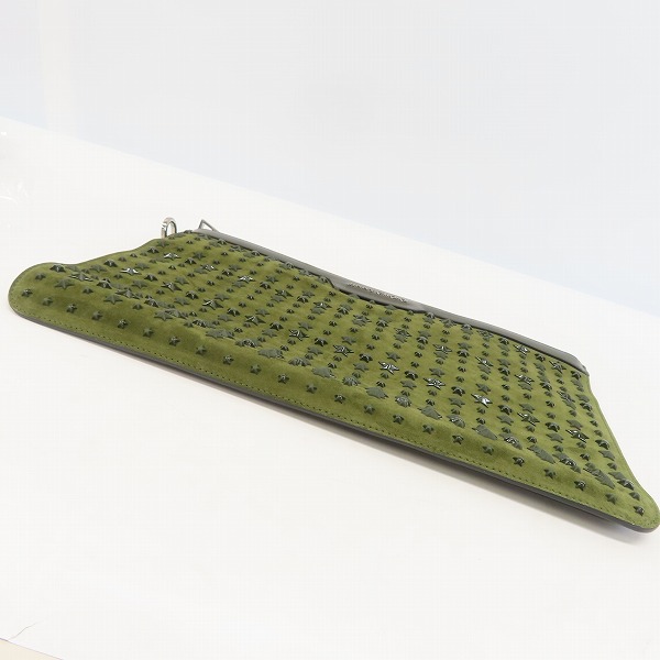 実際に弊社で買取させて頂いたJimmy Choo/ジミーチュウ スウェードレザー スタースタッズ クラッチバッグの画像 2枚目