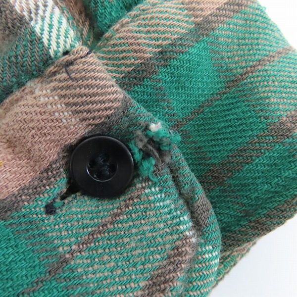 実際に弊社で買取させて頂いたsears/シアーズ ヴィンテージ/ビンテージ チェック柄 L/S 長袖 シャツ グリーン Size：Lの画像 6枚目