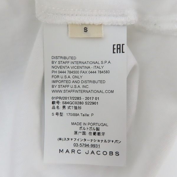 実際に弊社で買取させて頂いたMARC JACOBS/マークジェイコブス 2017年製 ロゴプリント半袖Tシャツ/Sの画像 3枚目