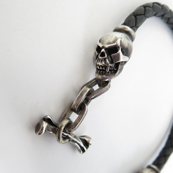 実際に弊社で買取させて頂いたLEATHERS & TREASURES/レザーズアンドトレジャーズ スカル レザーブレスレットの画像 2枚目