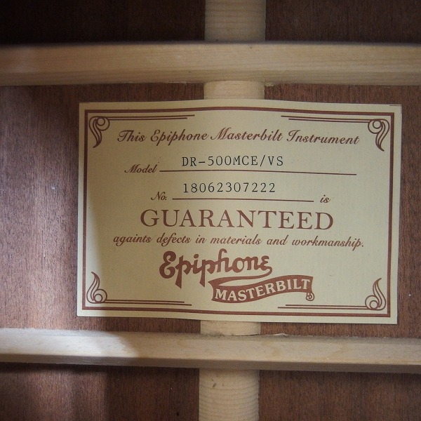 実際に弊社で買取させて頂いた★Epiphone/エピフォン Masterbilt DR-500MCE/VS エレアコ/アコースティックギター ソフトケース付の画像 4枚目