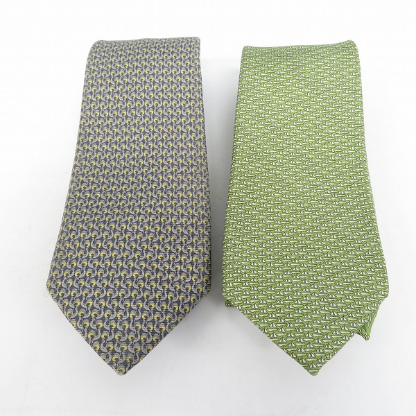 実際に弊社で買取させて頂いたBVLGARI/ブルガリ 総柄 ネクタイ ヨット柄 鳥柄 2点セット