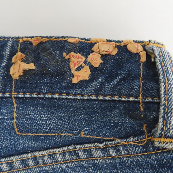 実際に弊社で買取させて頂いたLevis/リーバイス  501XX 推定紙パッチギャラ入り 両面BIG E/均等V/銅製隠しリベット 刻印点々 ヴィンテージ デニムパンツの画像 3枚目