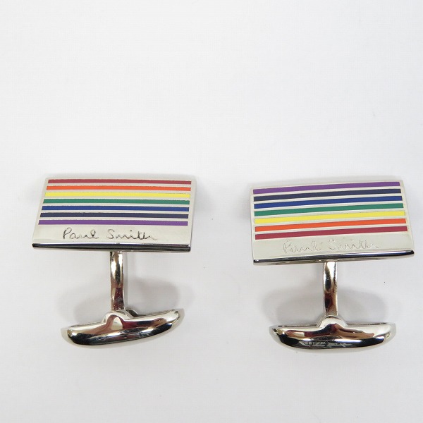 実際に弊社で買取させて頂いたPaul Smith/ポールスミス ロゴ マルチストライプ カフスボタン