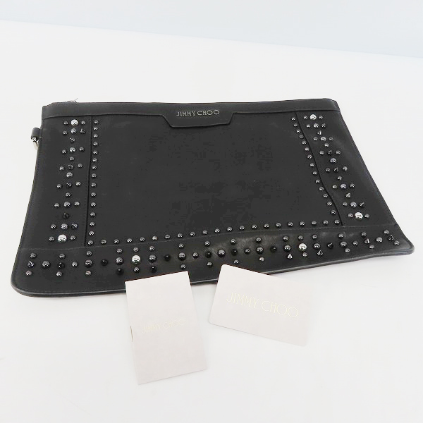 実際に弊社で買取させて頂いたJimmy Choo/ジミーチュウ スタッズ クラッチバッグ ブラックの画像 7枚目