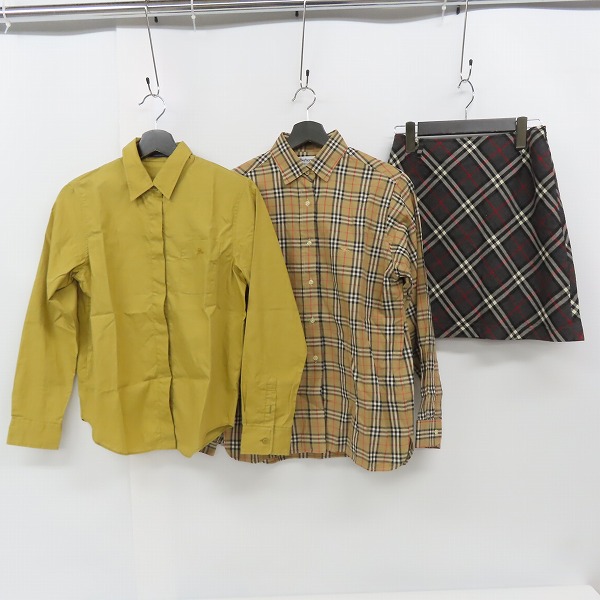 実際に弊社で買取させて頂いたBURBERRY BLUE LABEL/バーバリーブルーレーベル ノバチェック ミニスカート/シャツ 3点セット