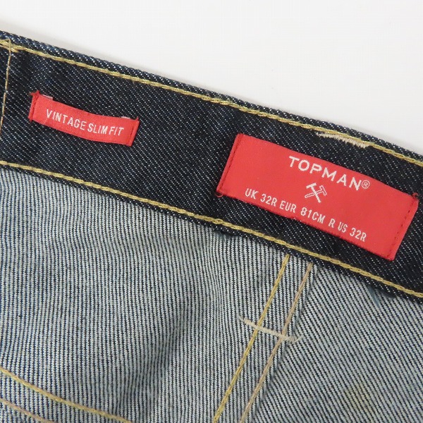 実際に弊社で買取させて頂いたTOPMAN/トップマン 13OZ ヴィンテージスリムフィット インディゴデニムパンツ 32の画像 2枚目