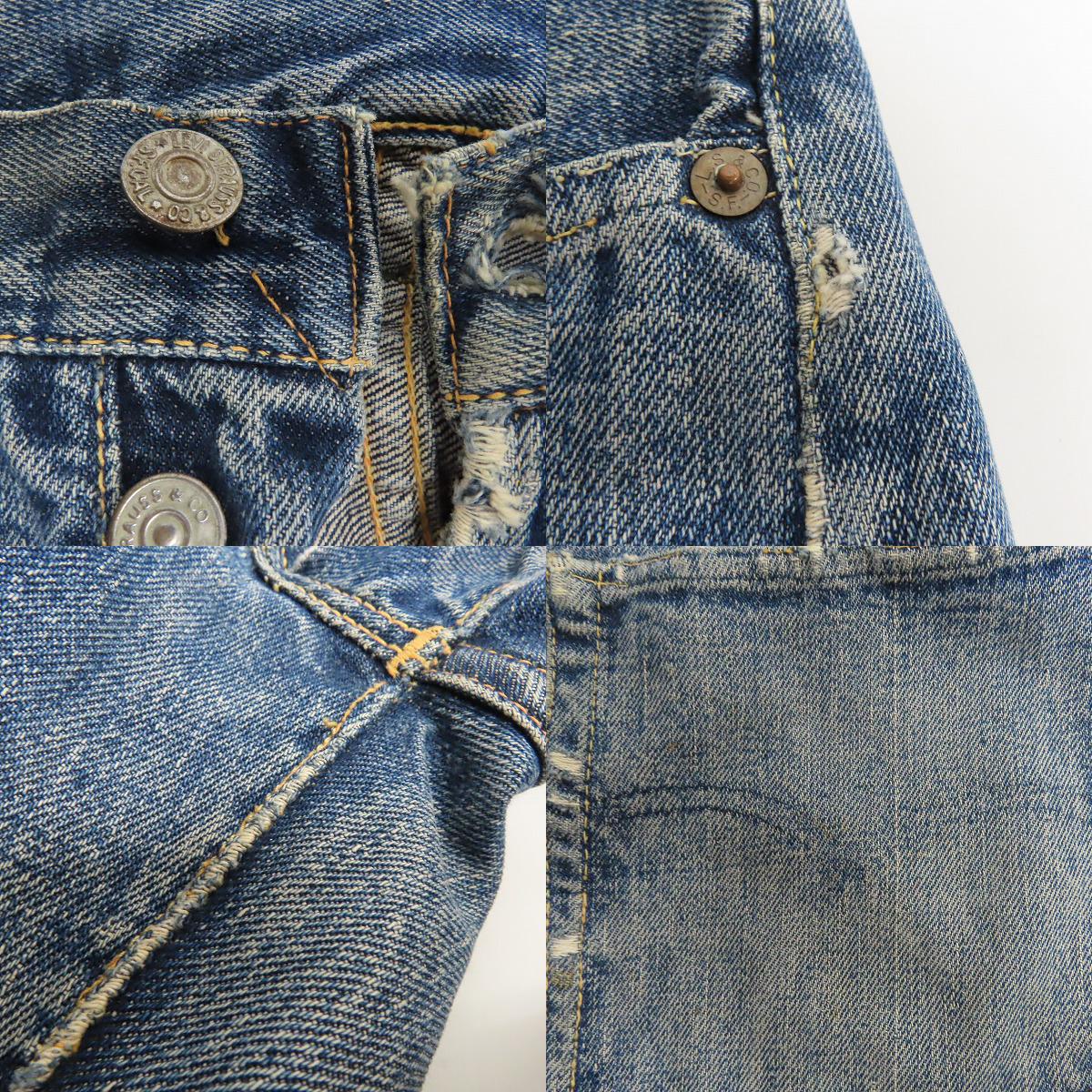 実際に弊社で買取させて頂いたLevis/リーバイス 501XX 革パッチ 両面BIG E/均等V/銅製隠しリベット ヴィンテージ デニムパンツの画像 8枚目