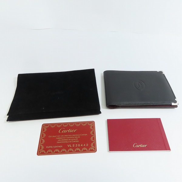 実際に弊社で買取させて頂いた【ギャラ付き】CARTIER/カルティエ カボション レザー二つ折り財布 L3000575の画像 8枚目