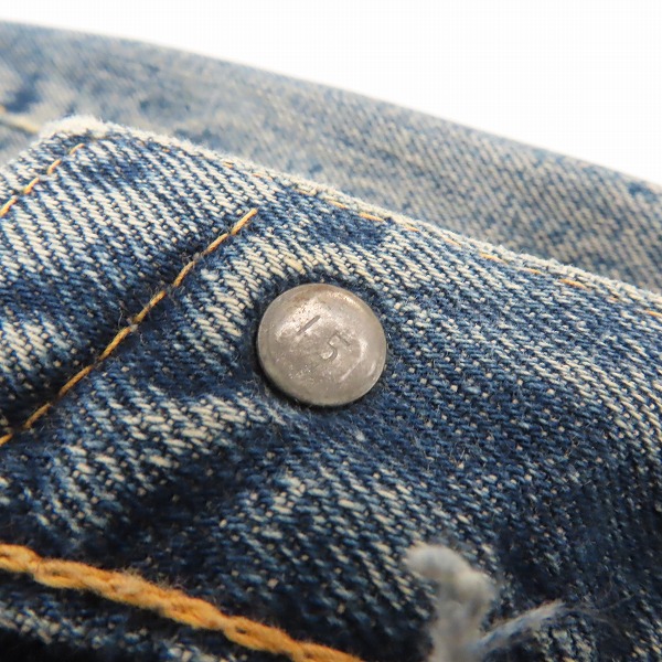 実際に弊社で買取させて頂いたLevis/リーバイス 501XX 推定紙パッチギャラ入り 両面BIG E/均等V/銅製隠しリベット ヴィンテージ デニムパンツの画像 5枚目