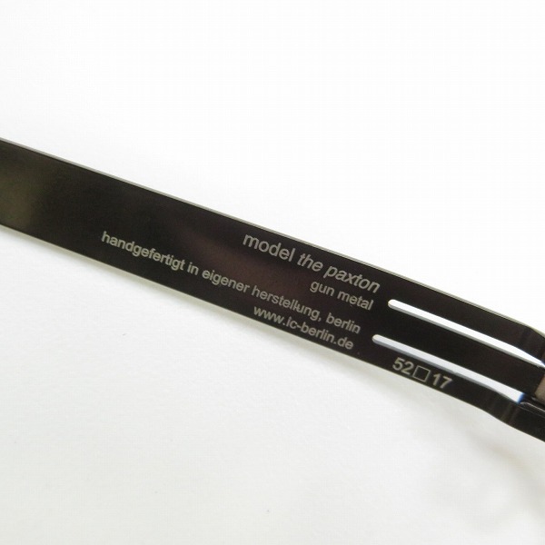 実際に弊社で買取させて頂いたic! berlin/アイシーベルリン メガネフレーム/眼鏡/アイウェア paxton ガンメタルの画像 5枚目