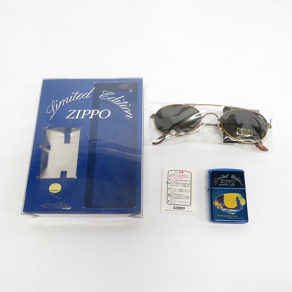 実際に弊社で買取させて頂いたZIPPO/ジッポー 熱帯魚  Pomacanthus navarchus/エンゼルフィッシュ メタル No.156 サングラス付き/1996年製の画像 6枚目