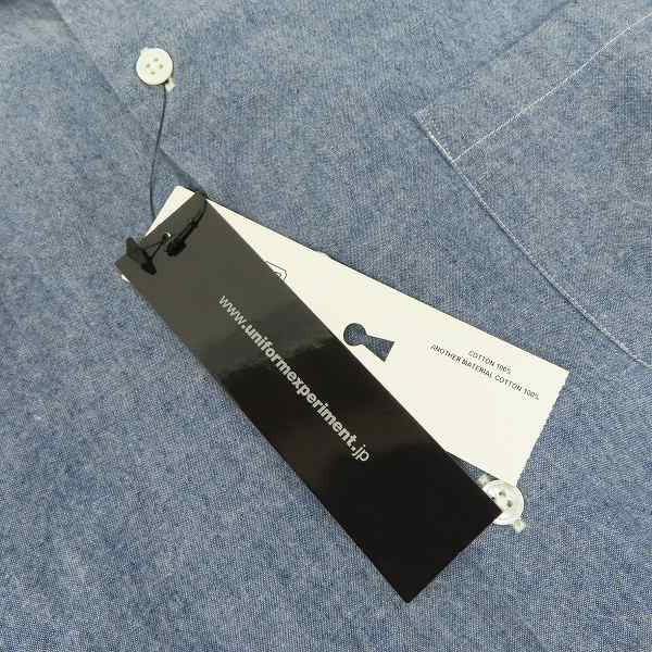 実際に弊社で買取させて頂いた【未使用】uniform experiment/ユニフォーム エクスペリメント バイカラー シャンブレー 長袖シャツ UE-123057/3の画像 6枚目