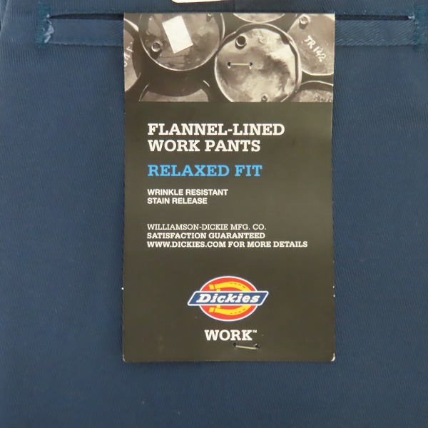 実際に弊社で買取させて頂いた【未使用】Dickies/ディッキーズ FLANNEL LINED WORK PANTS/ワークパンツ 2874NV/W36L32の画像 4枚目