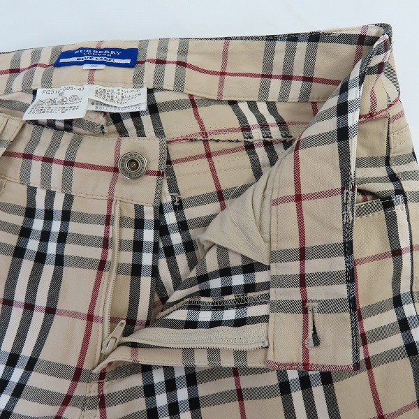 実際に弊社で買取させて頂いたBURBERRY BLUE LABEL/バーバリーブルーレーベル ノバチェック 刺繍 コットン パンツ FQ516-205-43/38の画像 4枚目
