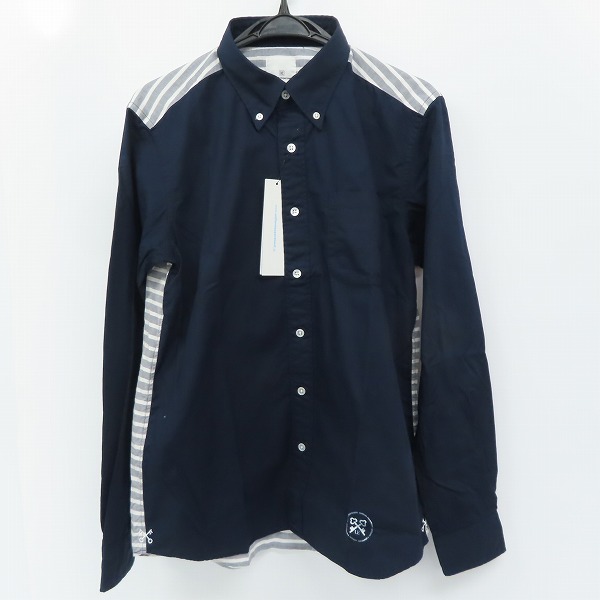 実際に弊社で買取させて頂いた【未使用】uniform experiment/ユニフォーム エクスペリメント 背面ストライプ 切替 長袖シャツ UE-120022/3