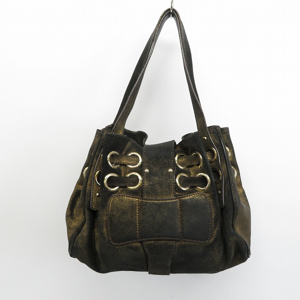 実際に弊社で買取させて頂いたJIMMY CHOO/ジミーチュウ ブラック/ゴールド ショルダーバッグの画像 1枚目