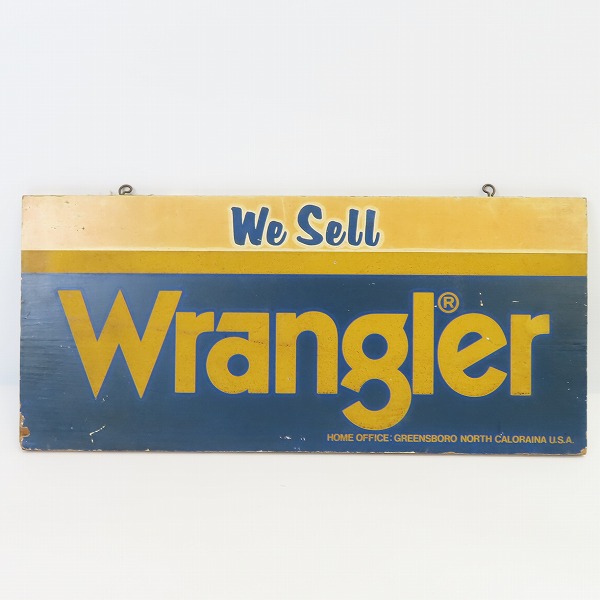 実際に弊社で買取させて頂いたWrangler/ラングラー ヴィンテージ/木製 we sell 看板/バナーの画像 1枚目