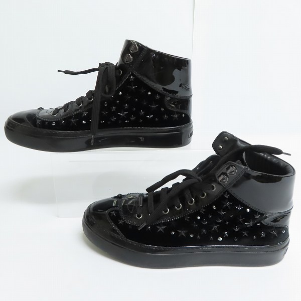 実際に弊社で買取させて頂いたJIMMY CHOO/ジミーチュウ スタースタッズ エナメル ハイカットスニーカー/42の画像 3枚目